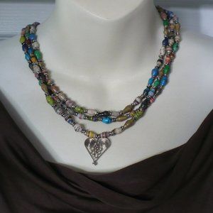 Healing Hearts Handcrafted in Kenya Necklace & Bracelet Set Unique Rolled Paper